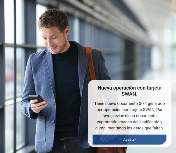 Empresario usando Exaccta Xpens para gastos de viaje